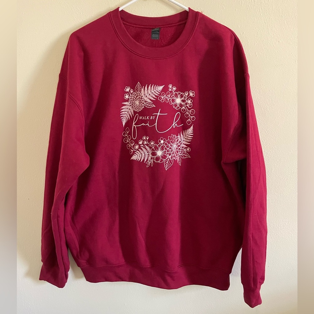 Walk by Faith Burgundy Crew Neck